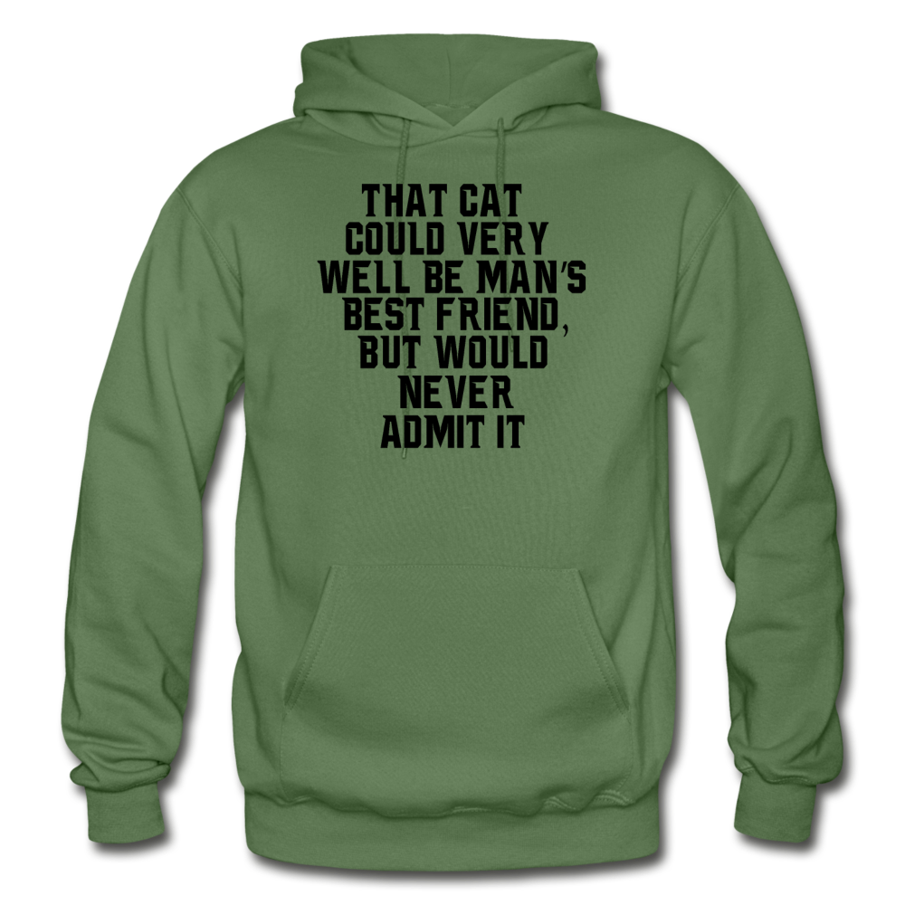 Cat - Best Friend - Black - Gildan Heavy Blend Adult Hoodie - military green