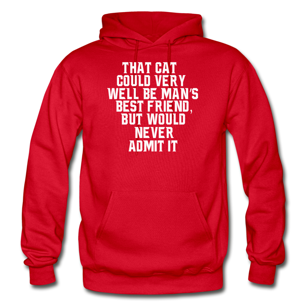 Cat - Best Friend - White - Gildan Heavy Blend Adult Hoodie - red