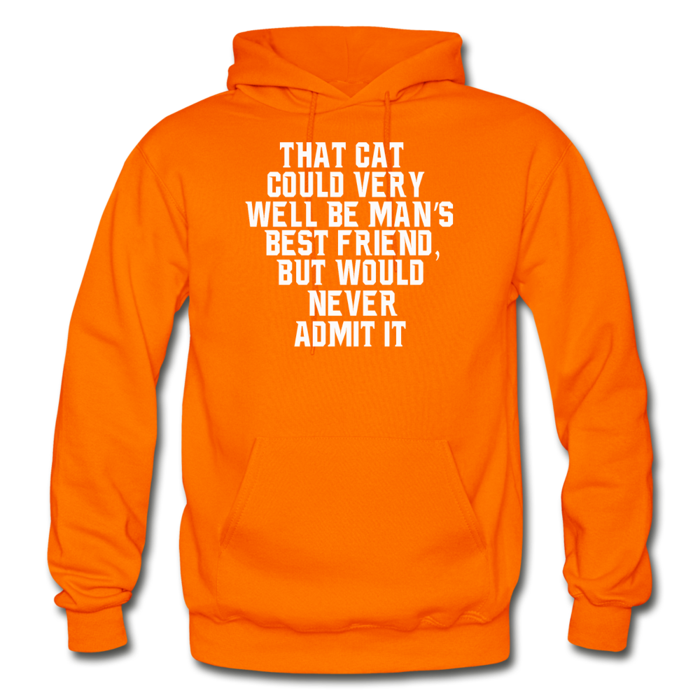 Cat - Best Friend - White - Gildan Heavy Blend Adult Hoodie - orange