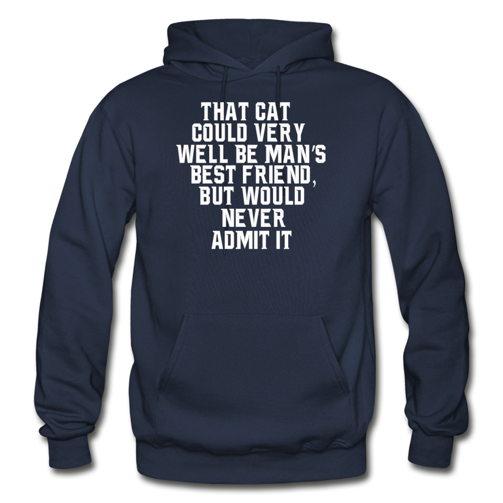 Cat - Best Friend - White - Gildan Heavy Blend Adult Hoodie - navy