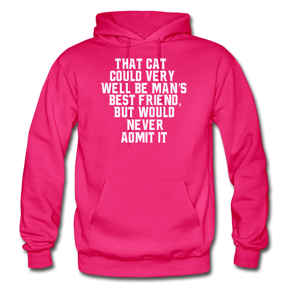 Cat - Best Friend - White - Gildan Heavy Blend Adult Hoodie - fuchsia