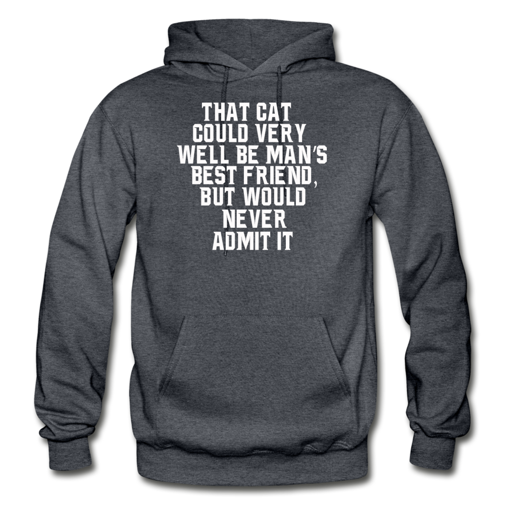 Cat - Best Friend - White - Gildan Heavy Blend Adult Hoodie - charcoal gray