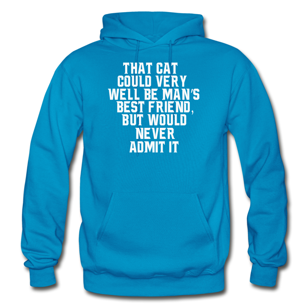 Cat - Best Friend - White - Gildan Heavy Blend Adult Hoodie - turquoise