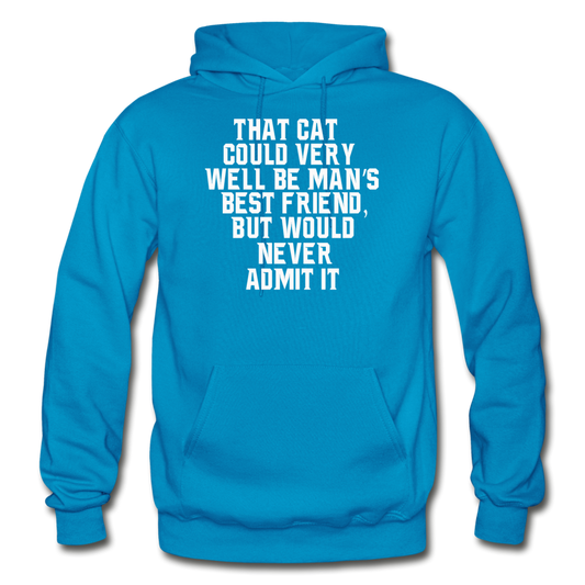 Cat - Best Friend - White - Gildan Heavy Blend Adult Hoodie - turquoise