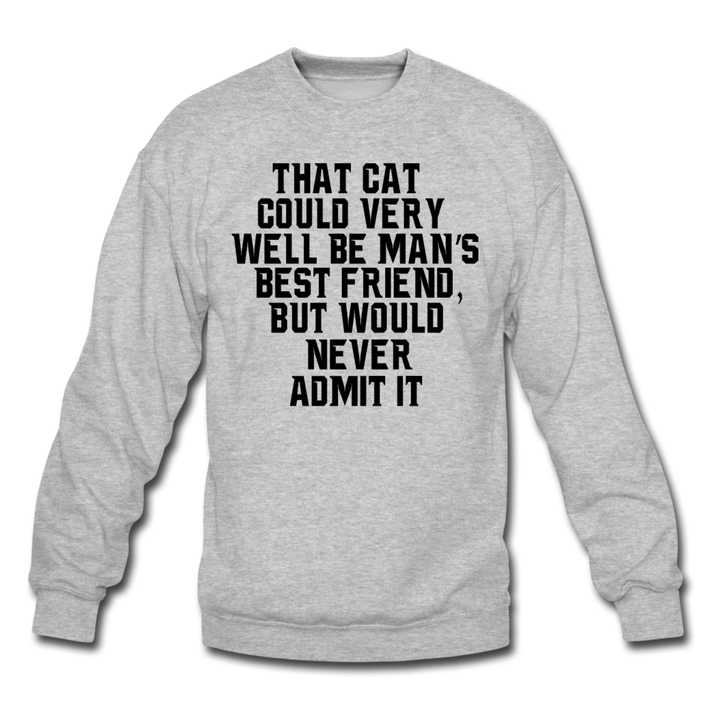 Cat - Best Friend - Black - Crewneck Sweatshirt - heather gray