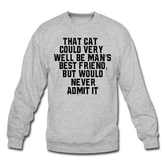 Cat - Best Friend - Black - Crewneck Sweatshirt - heather gray