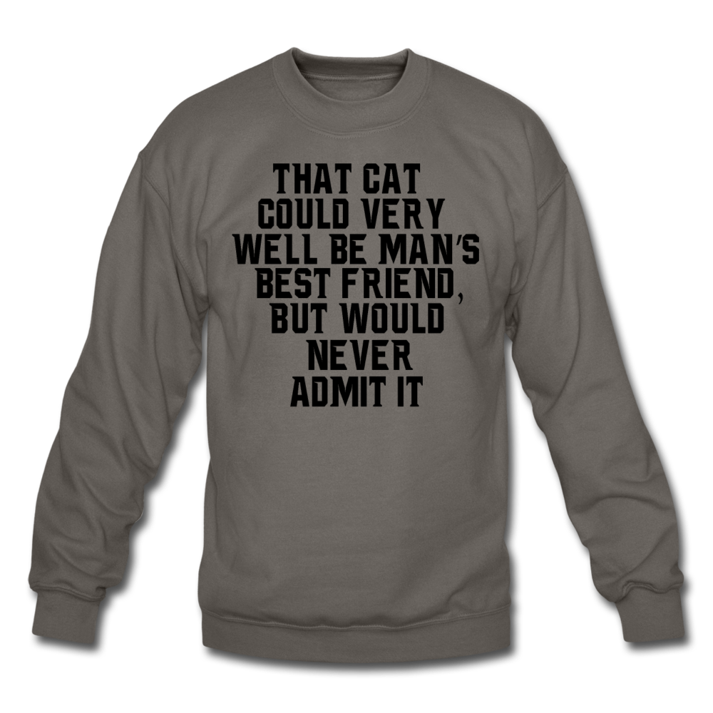 Cat - Best Friend - Black - Crewneck Sweatshirt - asphalt gray