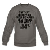 Cat - Best Friend - Black - Crewneck Sweatshirt - asphalt gray