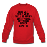 Cat - Best Friend - Black - Crewneck Sweatshirt - red