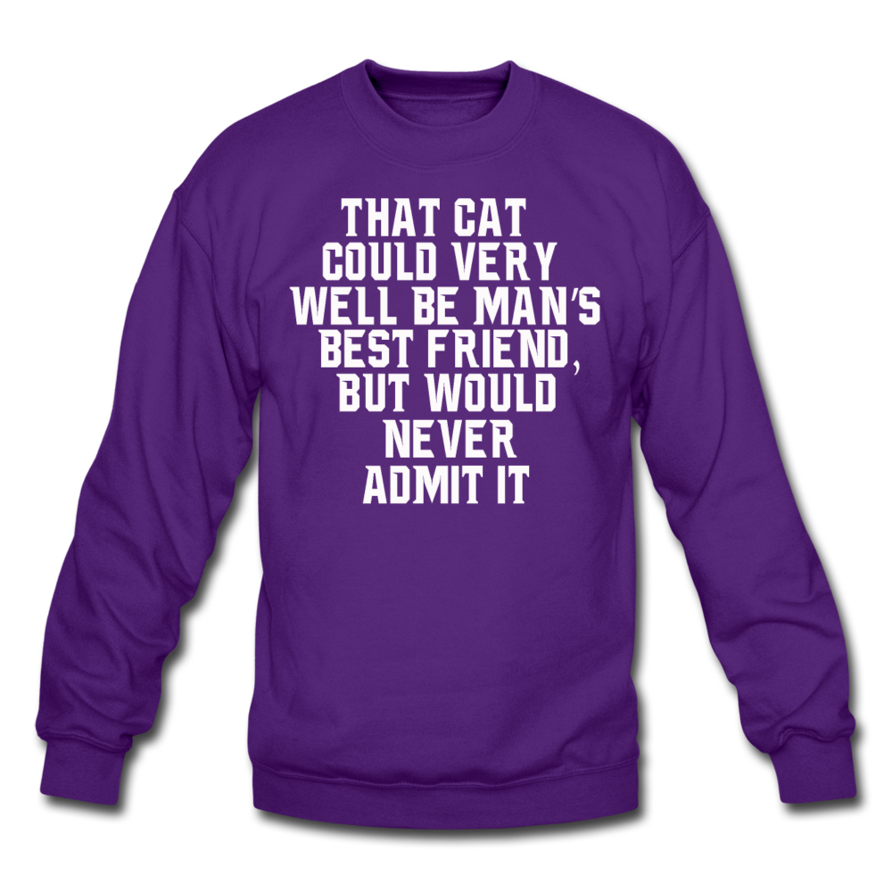 Cat - Best Friend - White - Crewneck Sweatshirt - purple