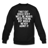 Cat - Best Friend - White - Crewneck Sweatshirt - black