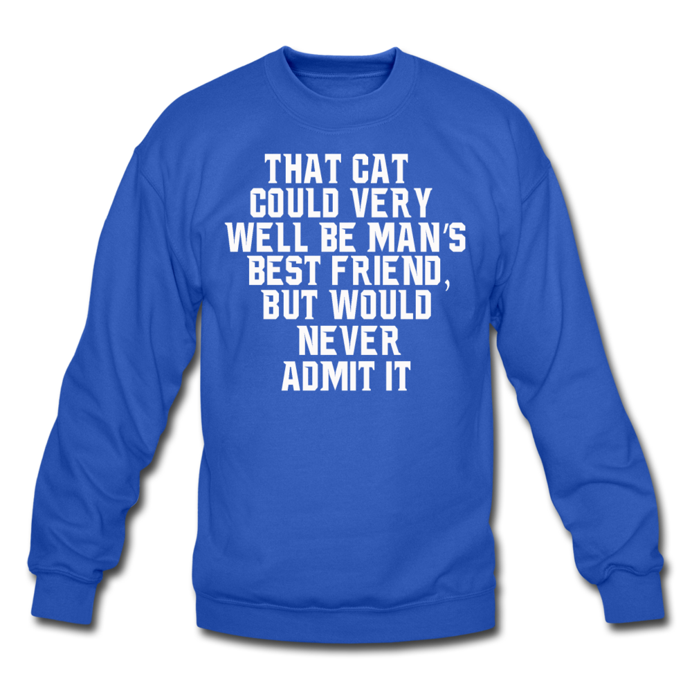 Cat - Best Friend - White - Crewneck Sweatshirt - royal blue