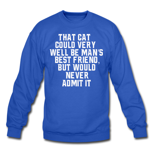 Cat - Best Friend - White - Crewneck Sweatshirt - royal blue