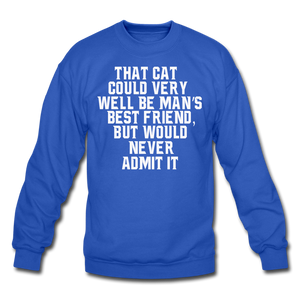 Cat - Best Friend - White - Crewneck Sweatshirt - royal blue