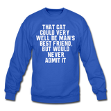 Cat - Best Friend - White - Crewneck Sweatshirt - royal blue