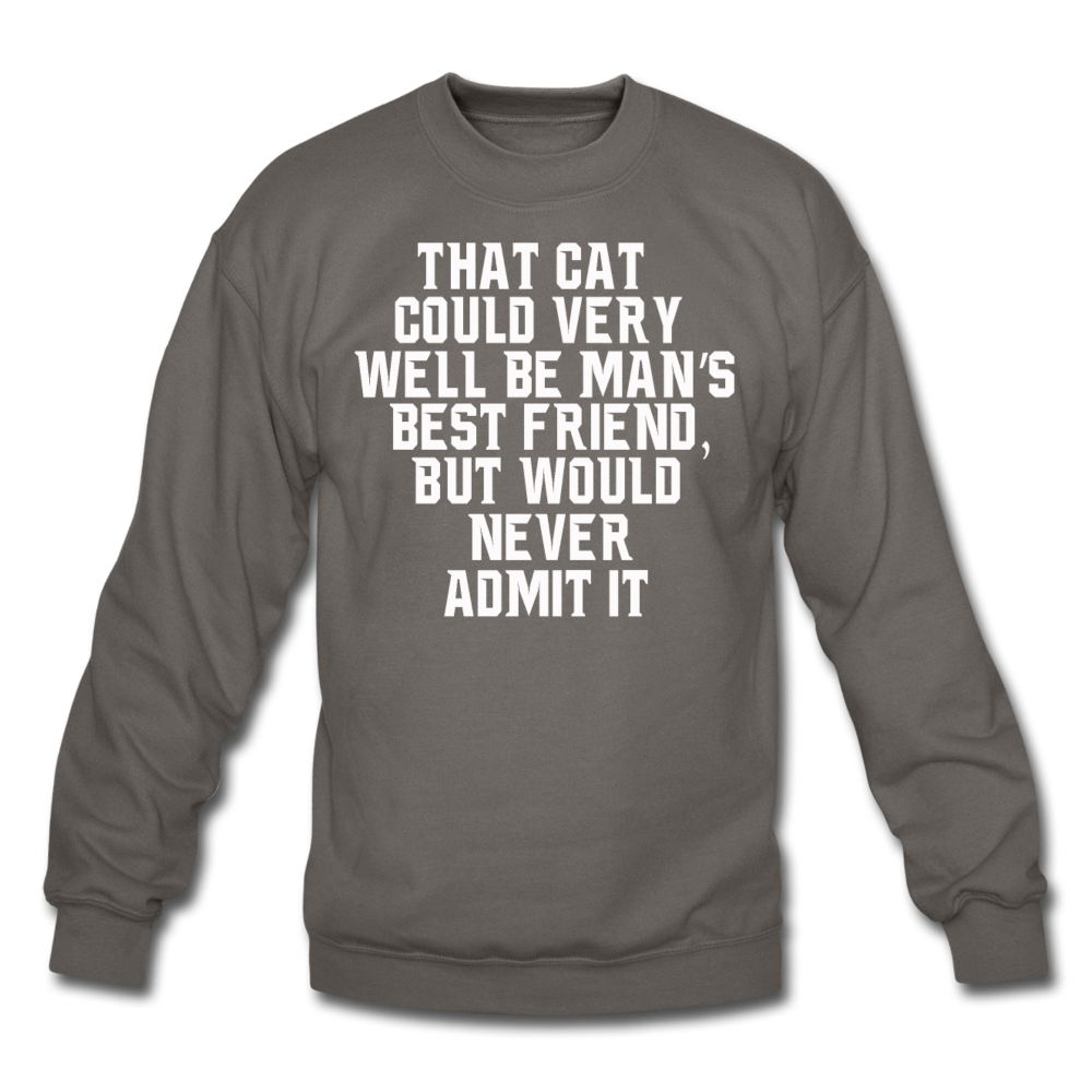 Cat - Best Friend - White - Crewneck Sweatshirt - asphalt gray