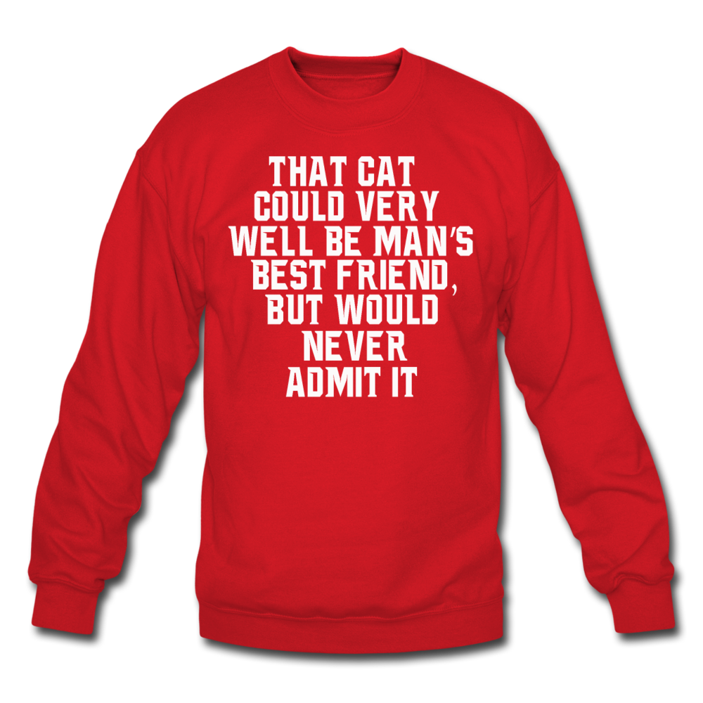 Cat - Best Friend - White - Crewneck Sweatshirt - red