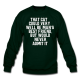Cat - Best Friend - White - Crewneck Sweatshirt - forest green