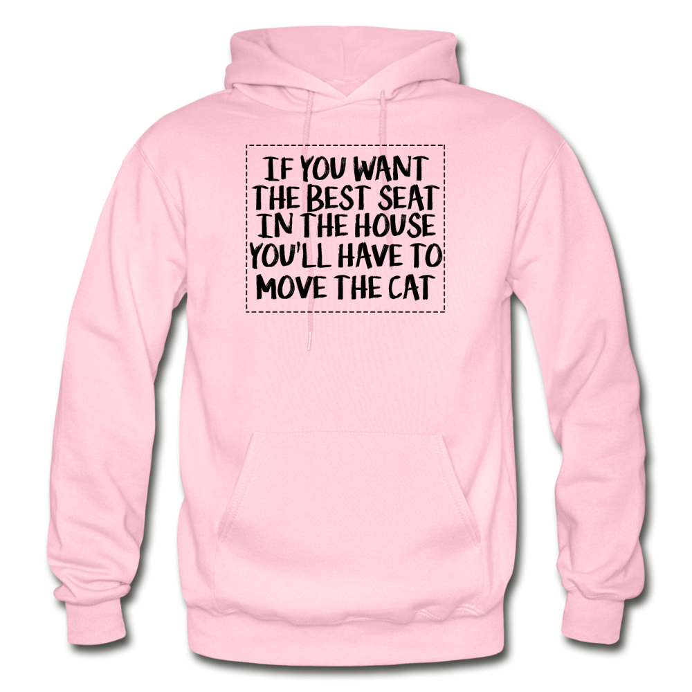 Cat - Best Seat - Black - Gildan Heavy Blend Adult Hoodie - light pink