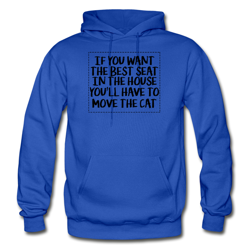 Cat - Best Seat - Black - Gildan Heavy Blend Adult Hoodie - royal blue