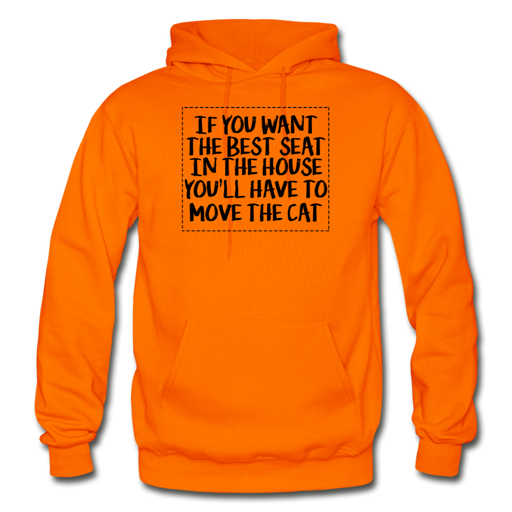 Cat - Best Seat - Black - Gildan Heavy Blend Adult Hoodie - orange