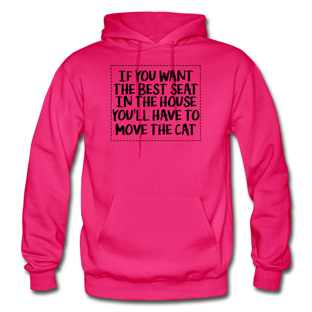 Cat - Best Seat - Black - Gildan Heavy Blend Adult Hoodie - fuchsia