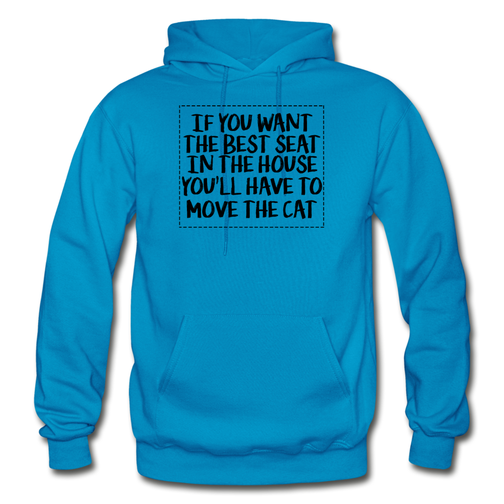 Cat - Best Seat - Black - Gildan Heavy Blend Adult Hoodie - turquoise