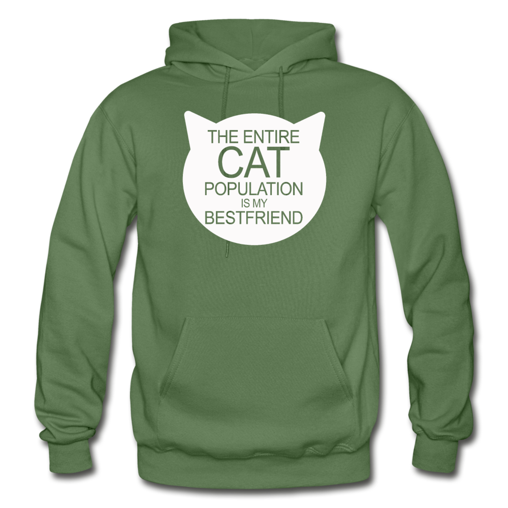 Cats - My Best Friends - White - Gildan Heavy Blend Adult Hoodie - military green