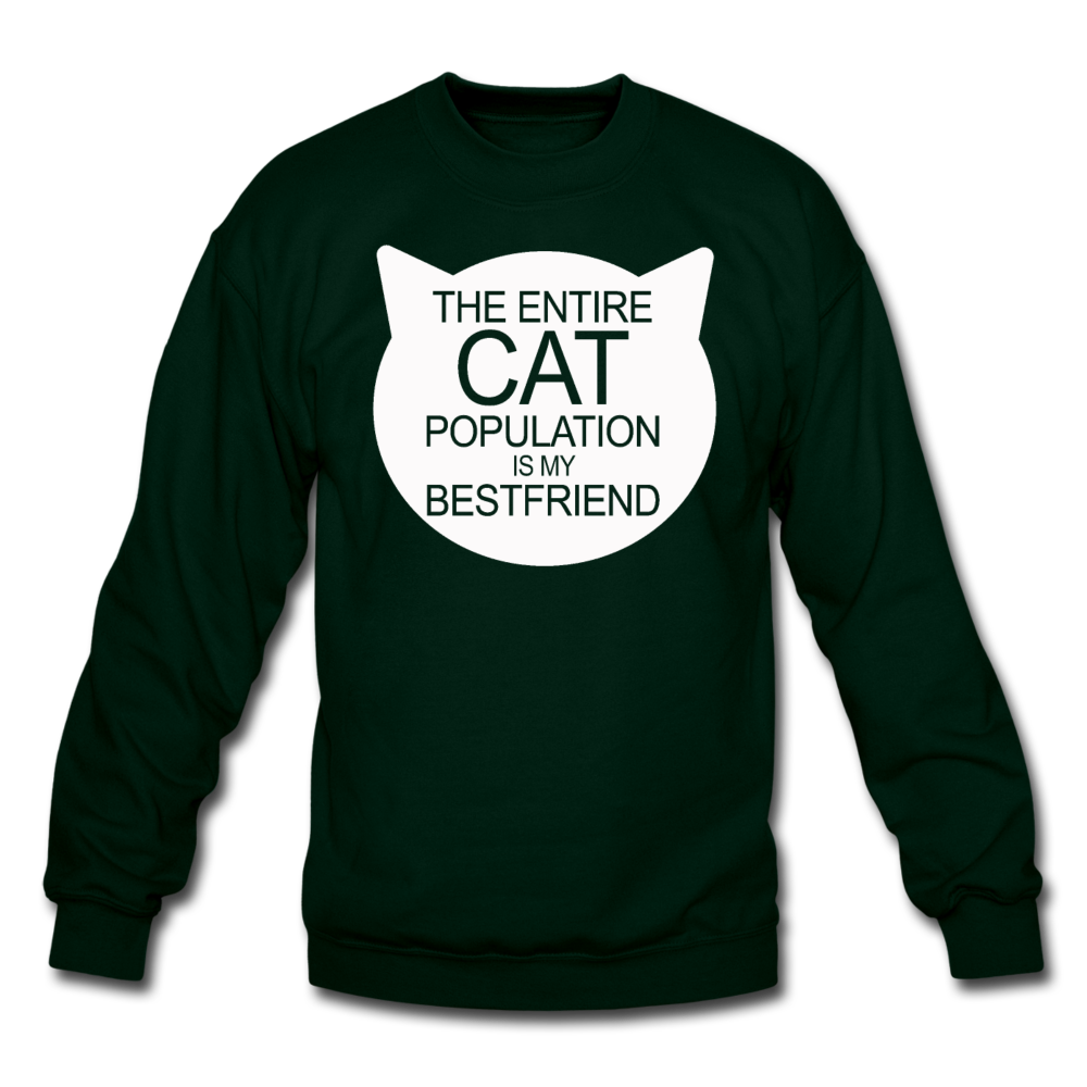 Cats - My Best Friends - White - Crewneck Sweatshirt - forest green