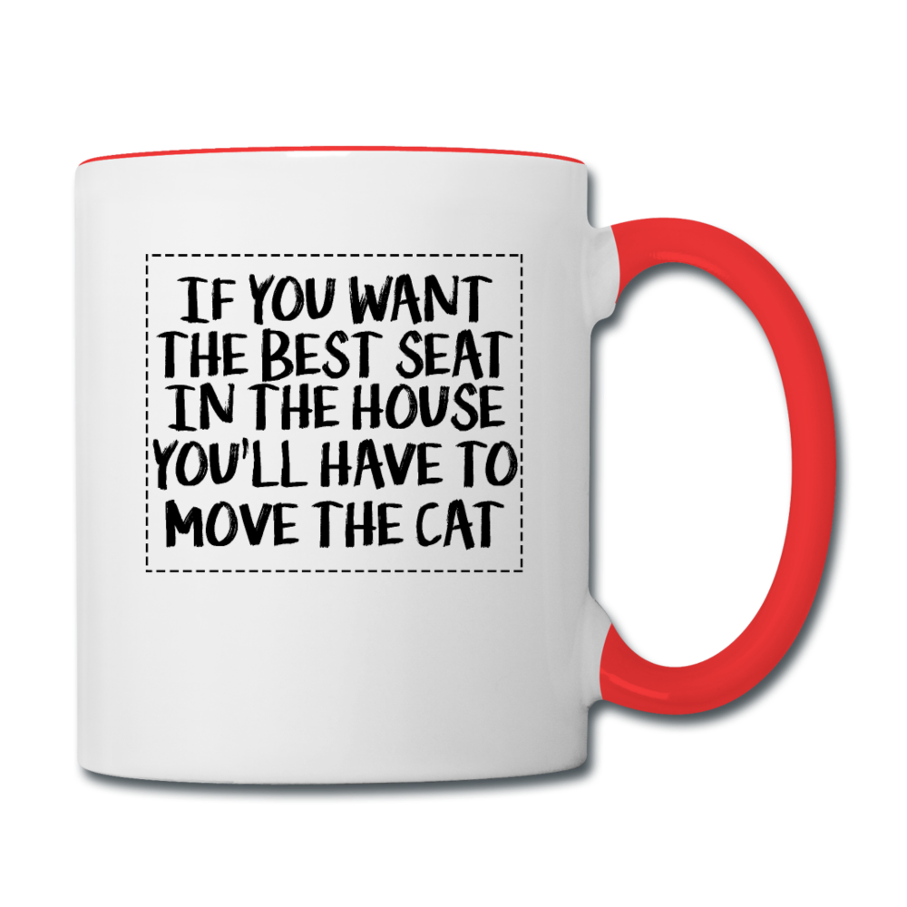 Cat - Best Seat - Black - Contrast Coffee Mug - white/red