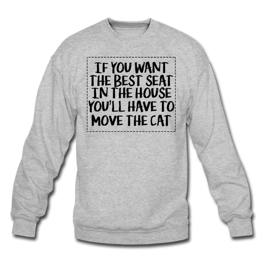 Cat - Best Seat - Black - Crewneck Sweatshirt - heather gray