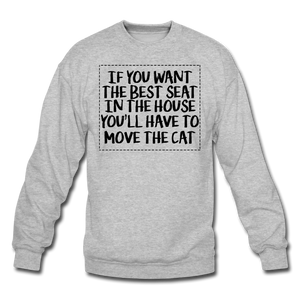 Cat - Best Seat - Black - Crewneck Sweatshirt - heather gray