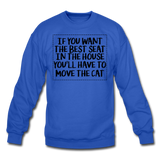 Cat - Best Seat - Black - Crewneck Sweatshirt - royal blue