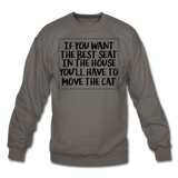 Cat - Best Seat - Black - Crewneck Sweatshirt - asphalt gray