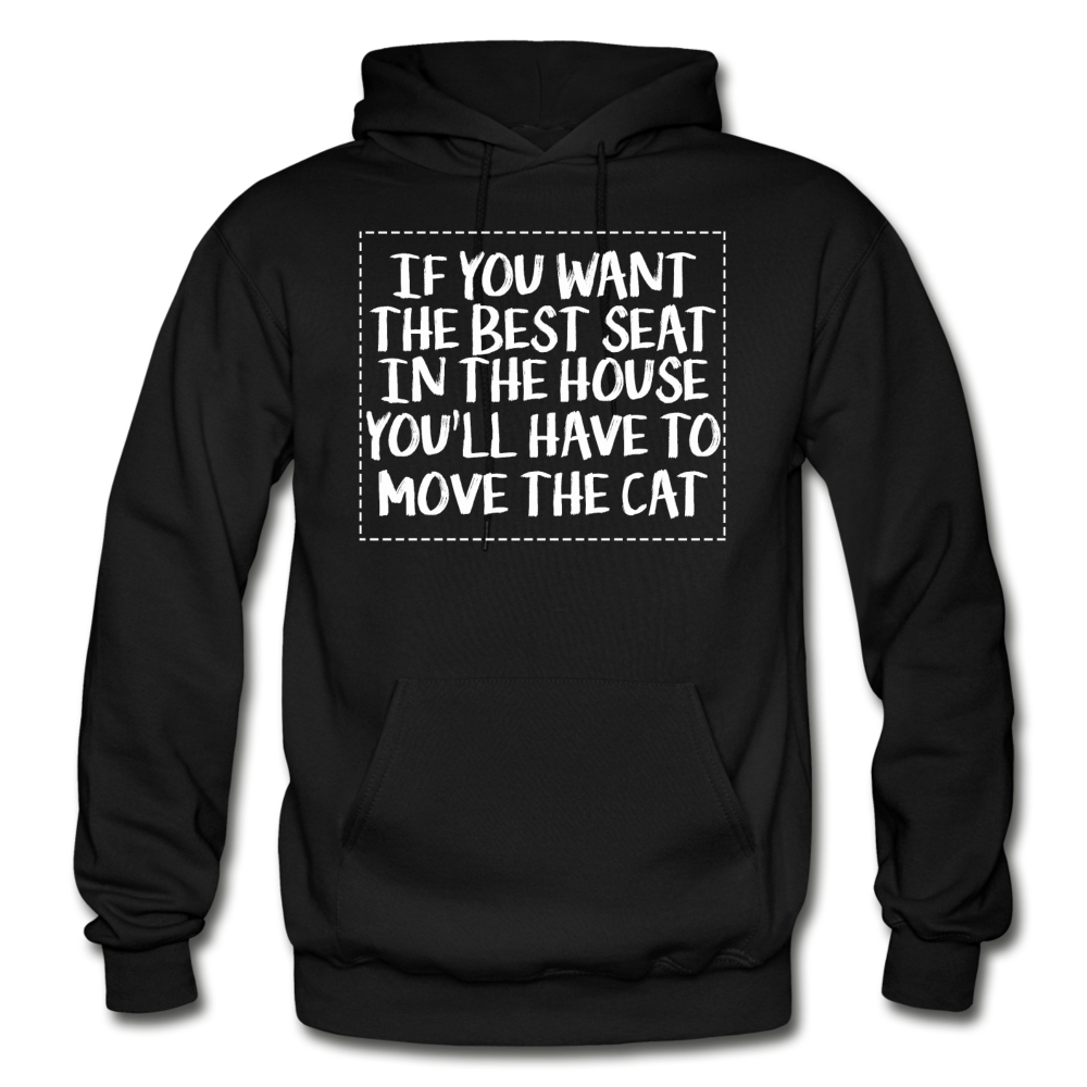 Cat - Best Seat - White - Gildan Heavy Blend Adult Hoodie - black