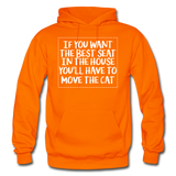 Cat - Best Seat - White - Gildan Heavy Blend Adult Hoodie - orange