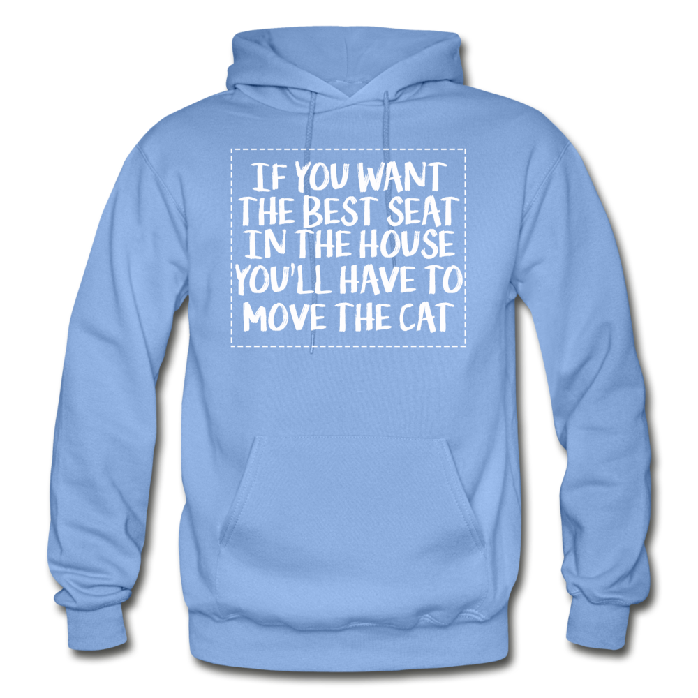 Cat - Best Seat - White - Gildan Heavy Blend Adult Hoodie - carolina blue