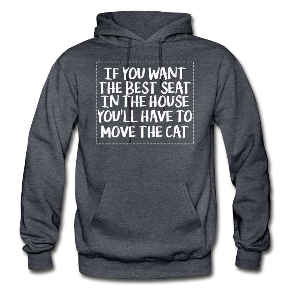 Cat - Best Seat - White - Gildan Heavy Blend Adult Hoodie - charcoal gray