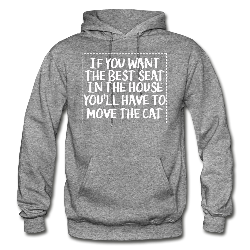 Cat - Best Seat - White - Gildan Heavy Blend Adult Hoodie - graphite heather