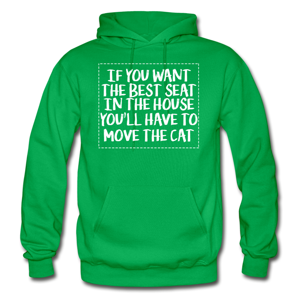 Cat - Best Seat - White - Gildan Heavy Blend Adult Hoodie - kelly green