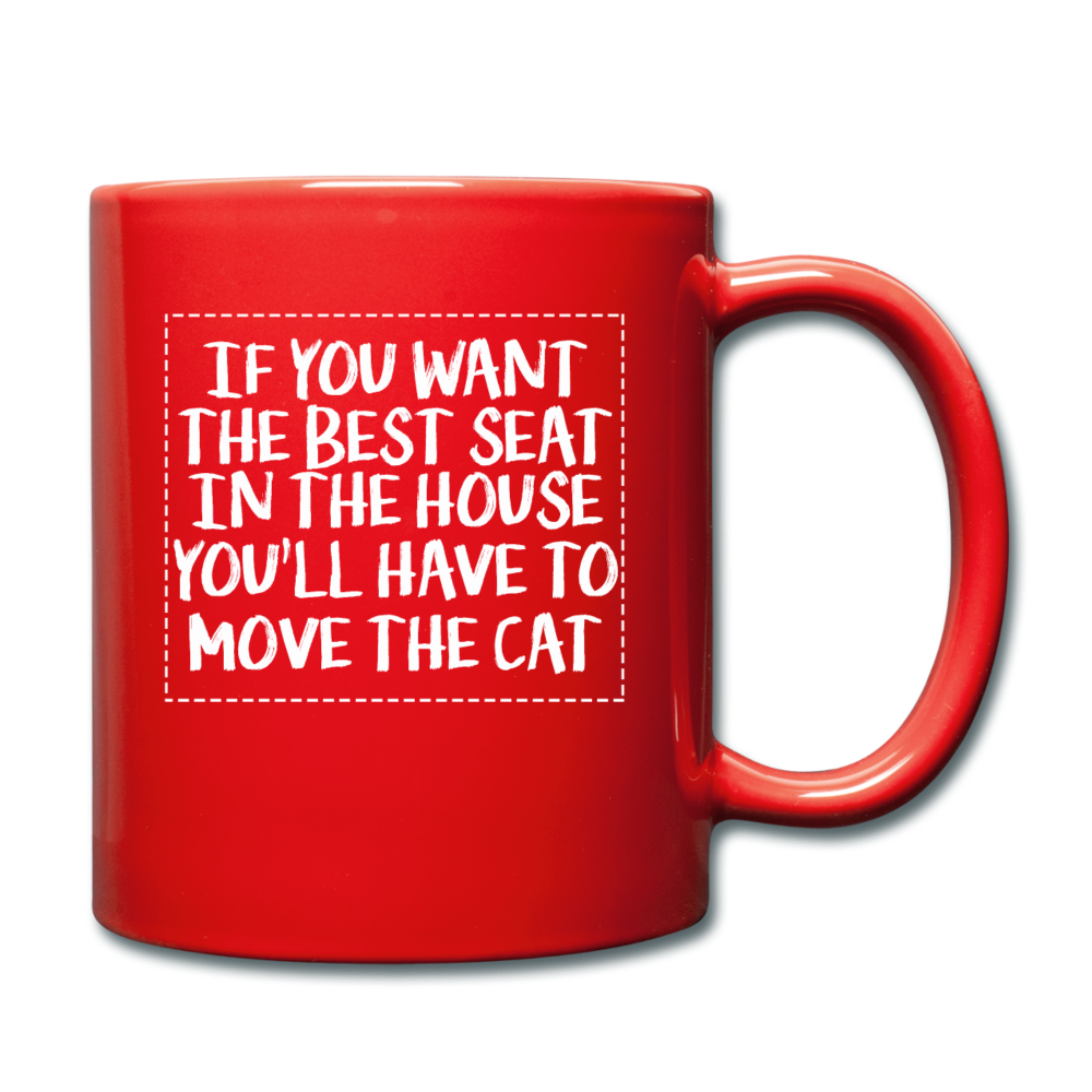 Cat - Best Seat - White - Full Color Mug - red