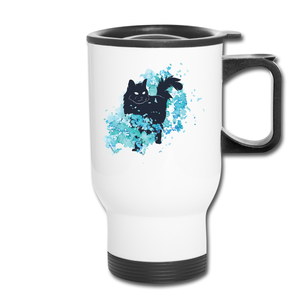 Black Cat & Blue - Travel Mug - white