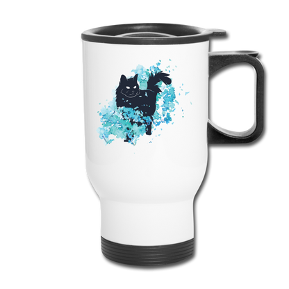 Black Cat & Blue - Travel Mug - white