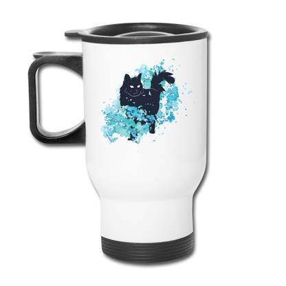 Black Cat & Blue - Travel Mug - white