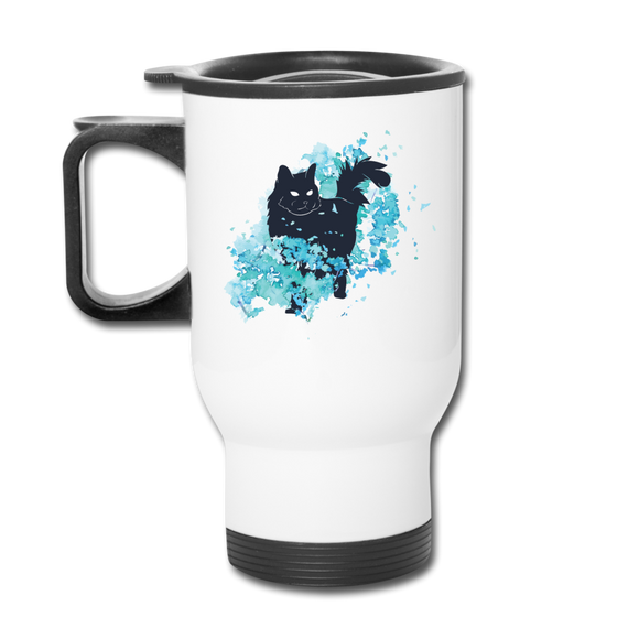 Black Cat & Blue - Travel Mug - white