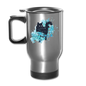 Black Cat & Blue - Travel Mug - silver