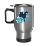 Black Cat & Blue - Travel Mug - silver