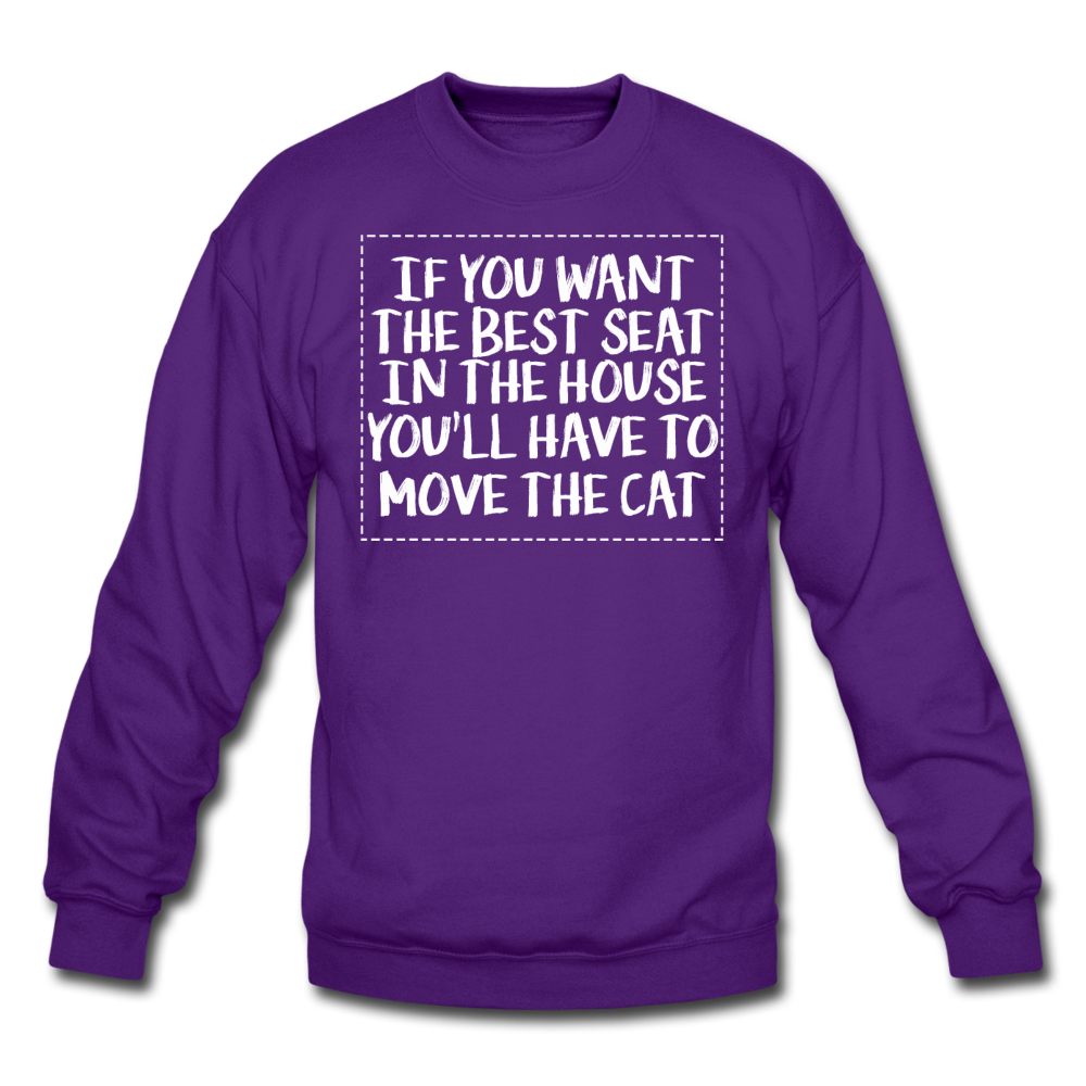 Cat - Best Seat - White - Crewneck Sweatshirt - purple