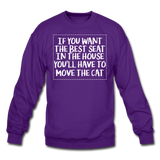 Cat - Best Seat - White - Crewneck Sweatshirt - purple