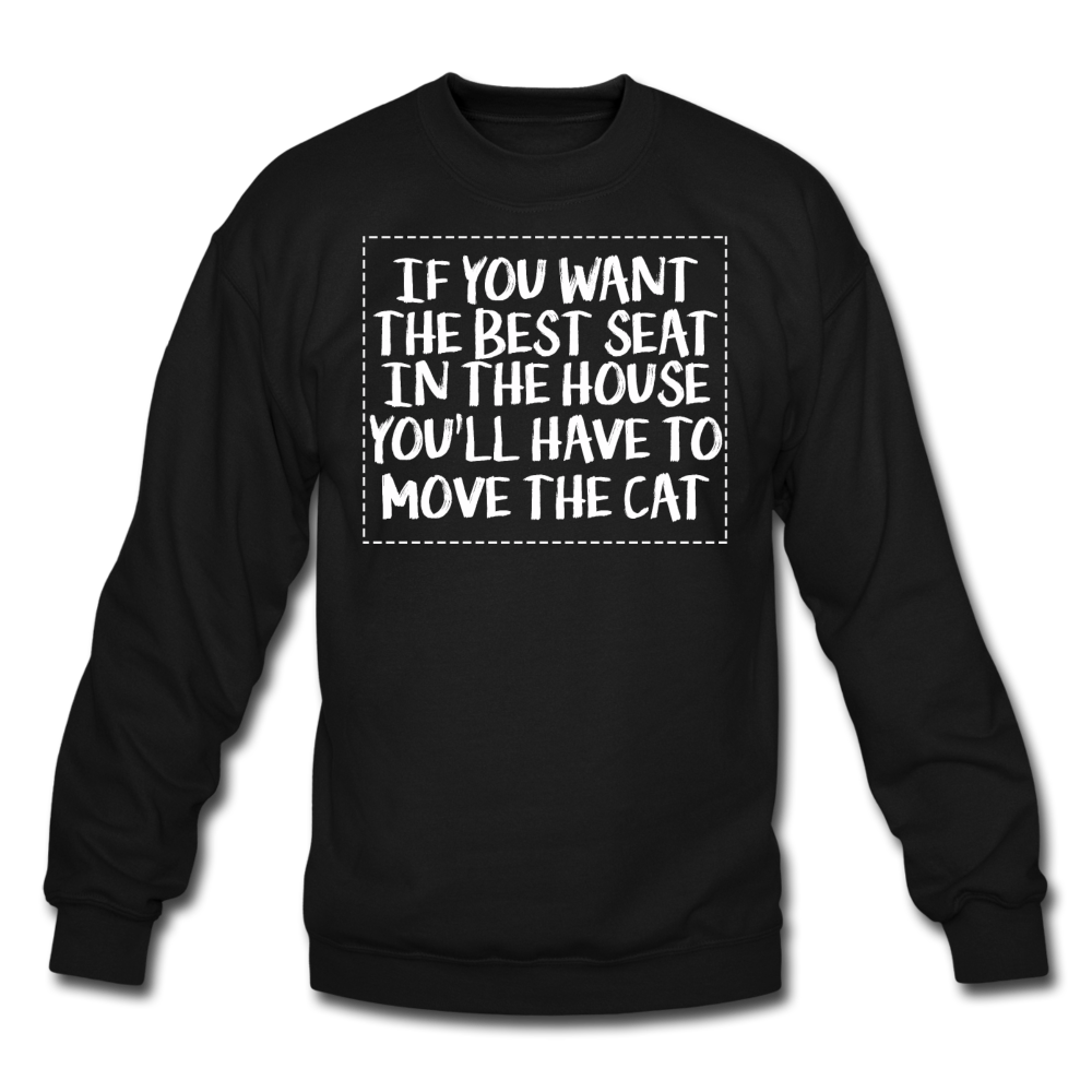 Cat - Best Seat - White - Crewneck Sweatshirt - black